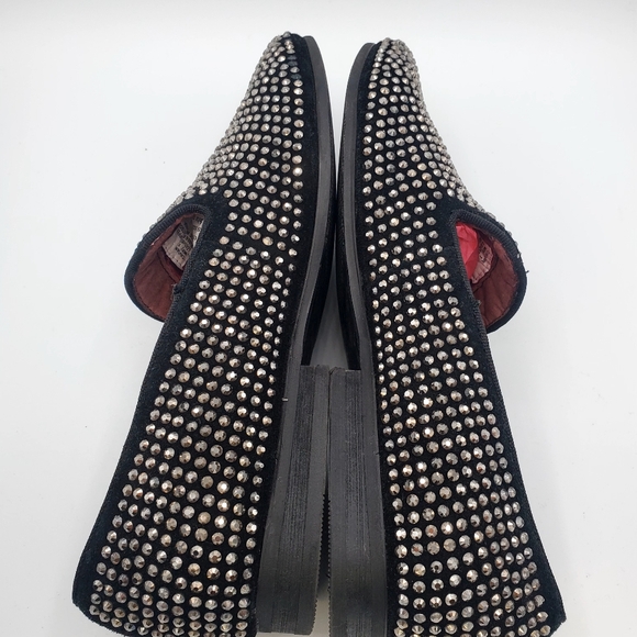 Steve Madden Men Formal Caviar  Loafers Black Lether Silver Beads Size 7 - Picture 3 of 7